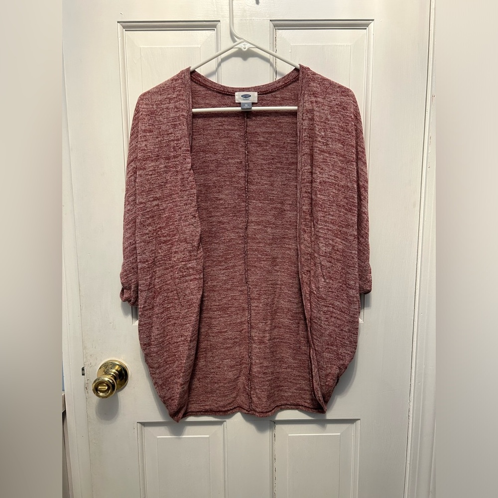 Women's Maroon Open-Front Sweater